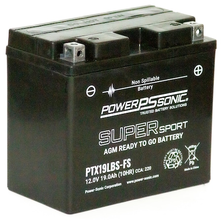Power Sonic PTX19LBS-FS Factory Activated AGM PowerSport Battery PTX19LBS-FS